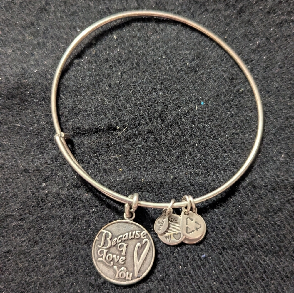 Alex and Ani Silver Tone Because I Love You Charm Bracelet